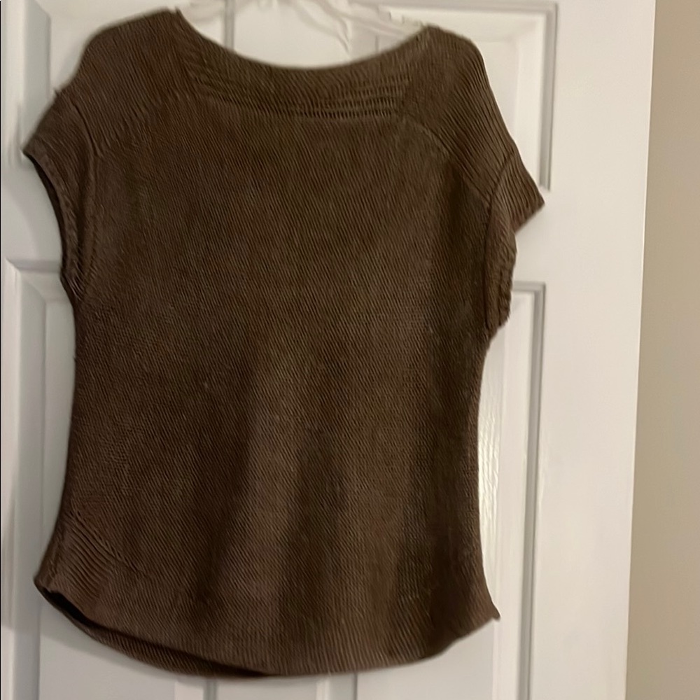 Talbots Brown Ribbed Dolman Sleeve Blouse
